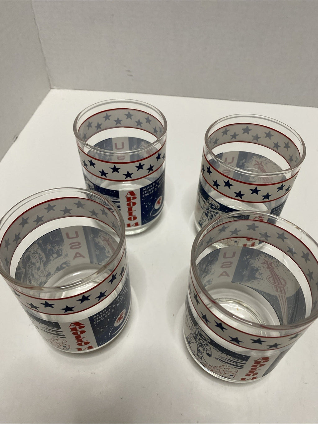 Vintage Libbey 1970s NASA Apollo 14 Juice/Rock Glasses Set Of 4