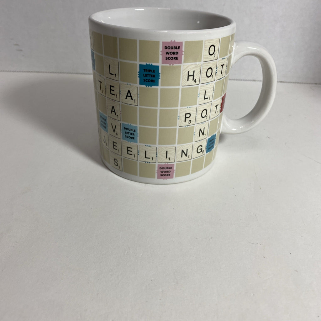 Coffee Mug Scrabble Board Game Ceramic Cup (2005) With Tea Words