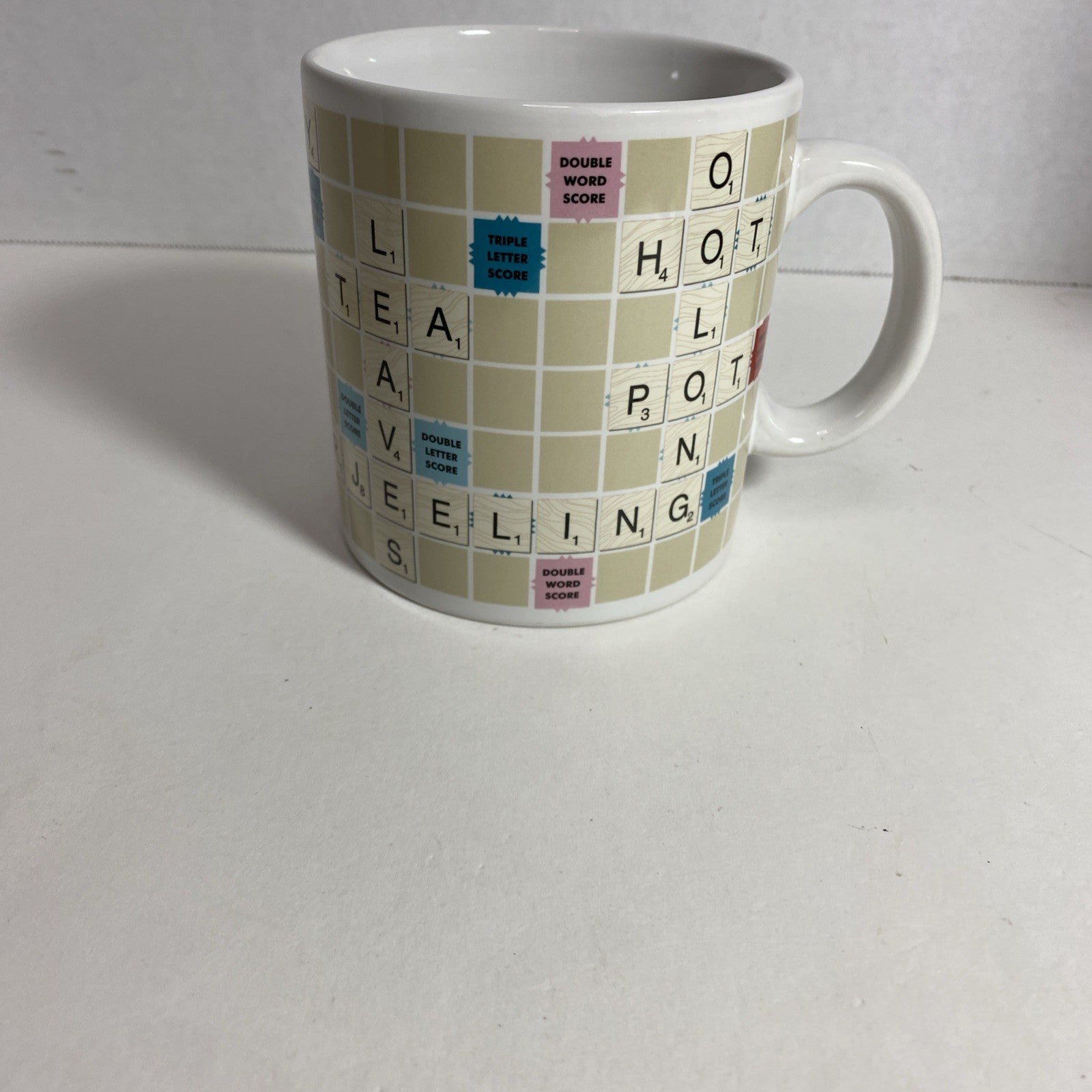 Coffee Mug Scrabble Board Game Ceramic Cup (2005) With Tea Words