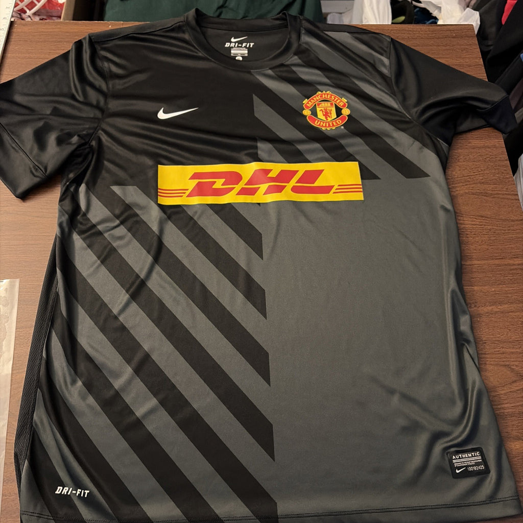 Manchested United Jersey Mens XL Black Gray Nike Training Top EPL Prematch 2012