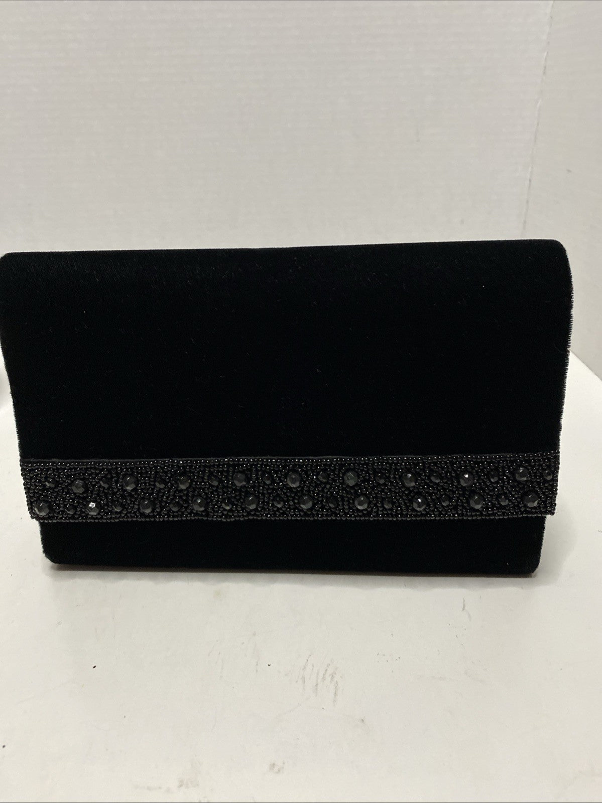 Black Sequin Satin Crossbody Evening Bag Crossbody Purse 8.5” X 5.5”