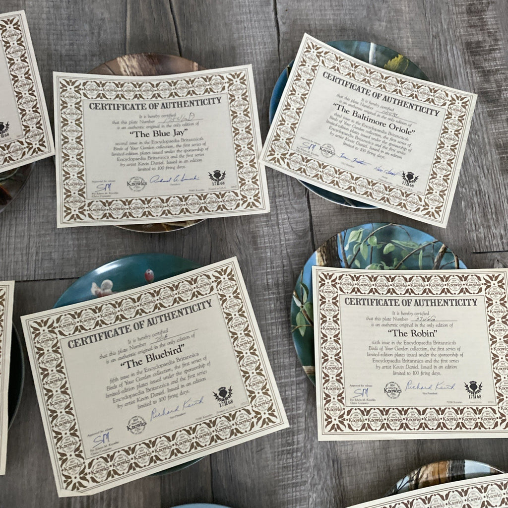 Set Of 9 Knowles Encyclopedia Britannica Birds Of Your Garden Collection Plates