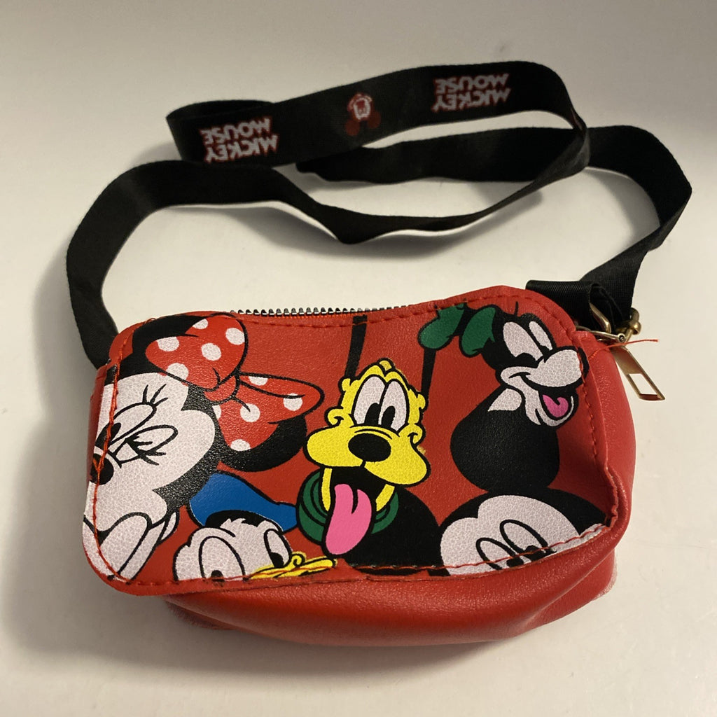 Disney Mickey Minnie Mouse Crossbody Bag Purse Red Zipper Close Adj Strap 6x4in
