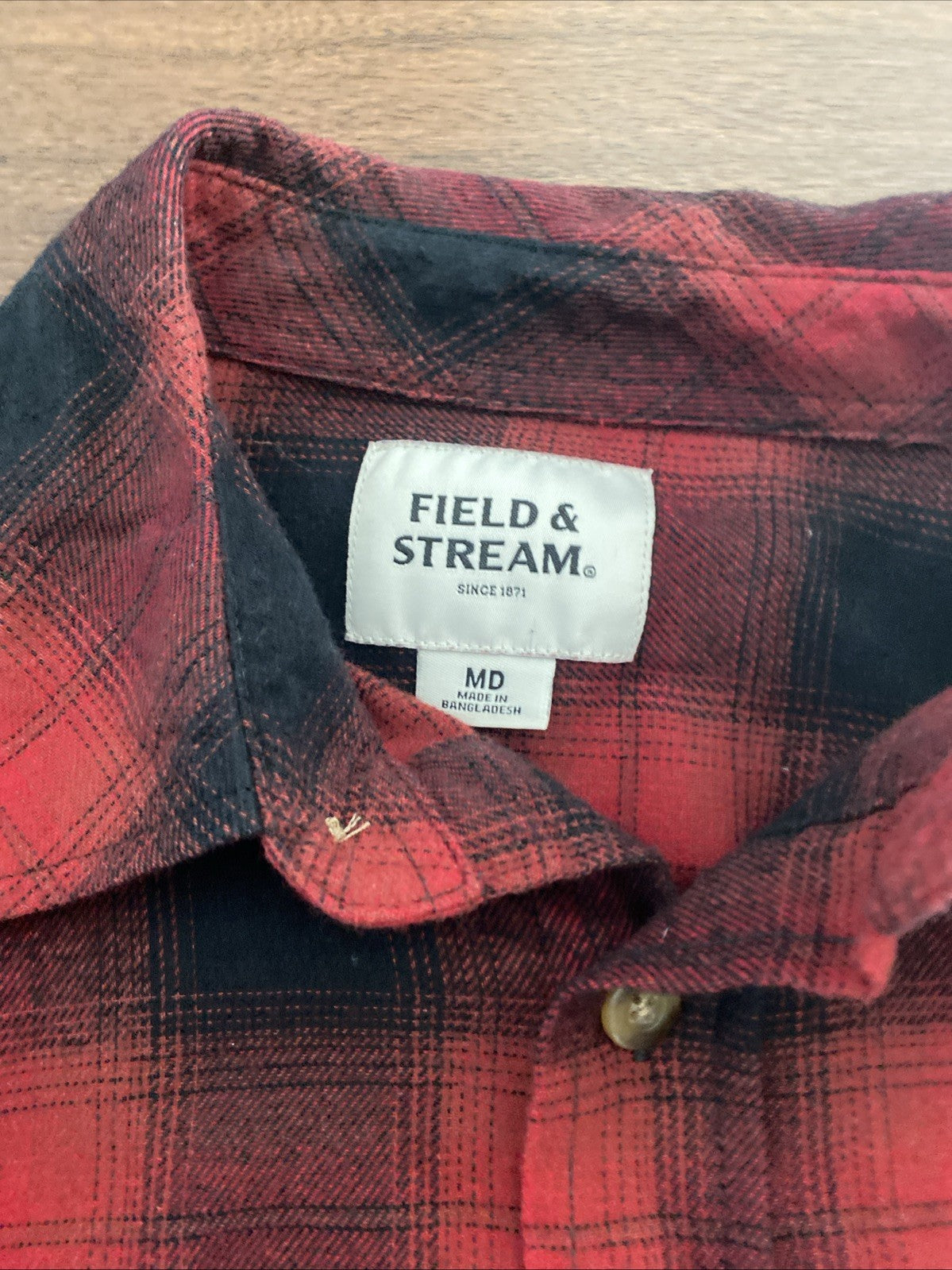 Field & Stream Button Up Flannel Shirt Mens Medium Plaid Red