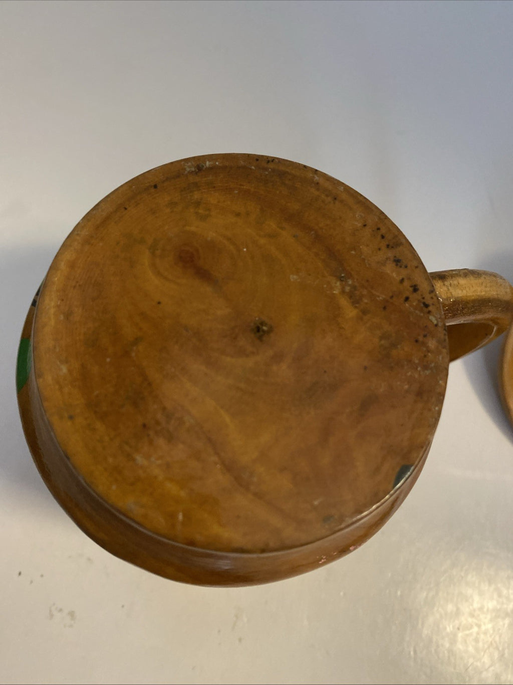 Republic of Haiti Handcrafted Turned Hand Painted Wood Tourist Cup Mug with Lid 