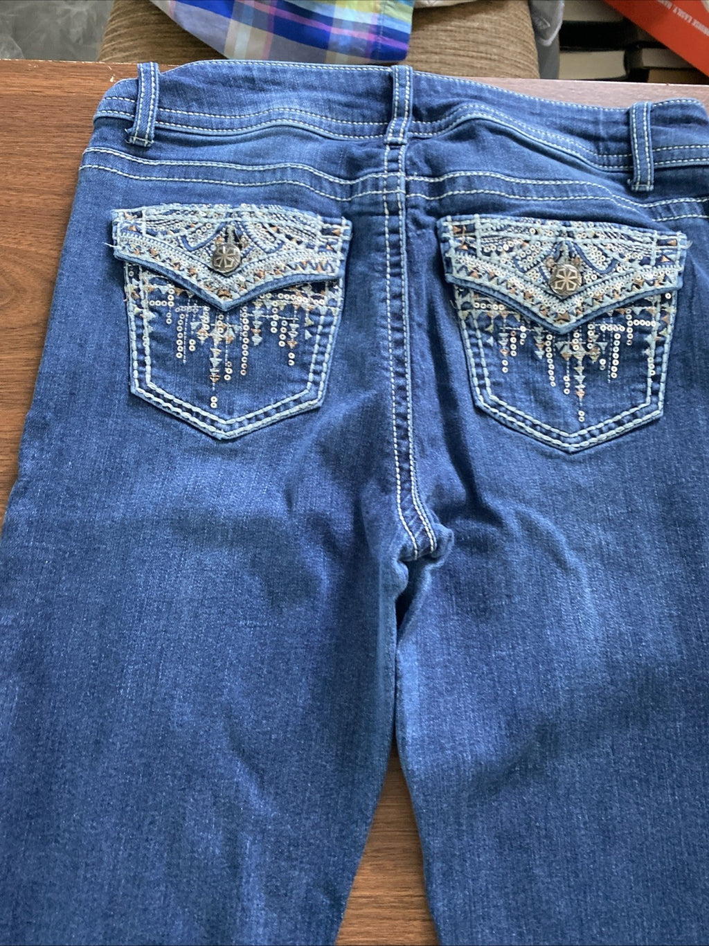 Vanilla Star Womens Size 11 Bootcut Mid Rise Denim Jeans star pockets free shipp