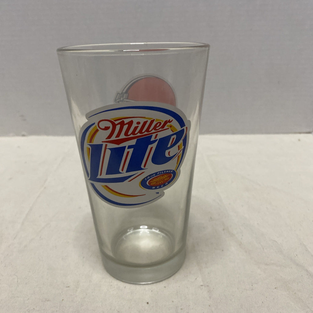 MILLER LITE 16 OZS, PINT BEER GLASS 6" TALL HEAVY DUTY GLASS Cleveland Browns