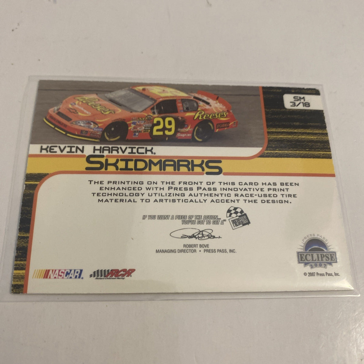 2007 Press Pass Eclipse Skidmarks #3 KEVIN HARVICK 🏎Racing 🏁NASCAR🏁 92/250
