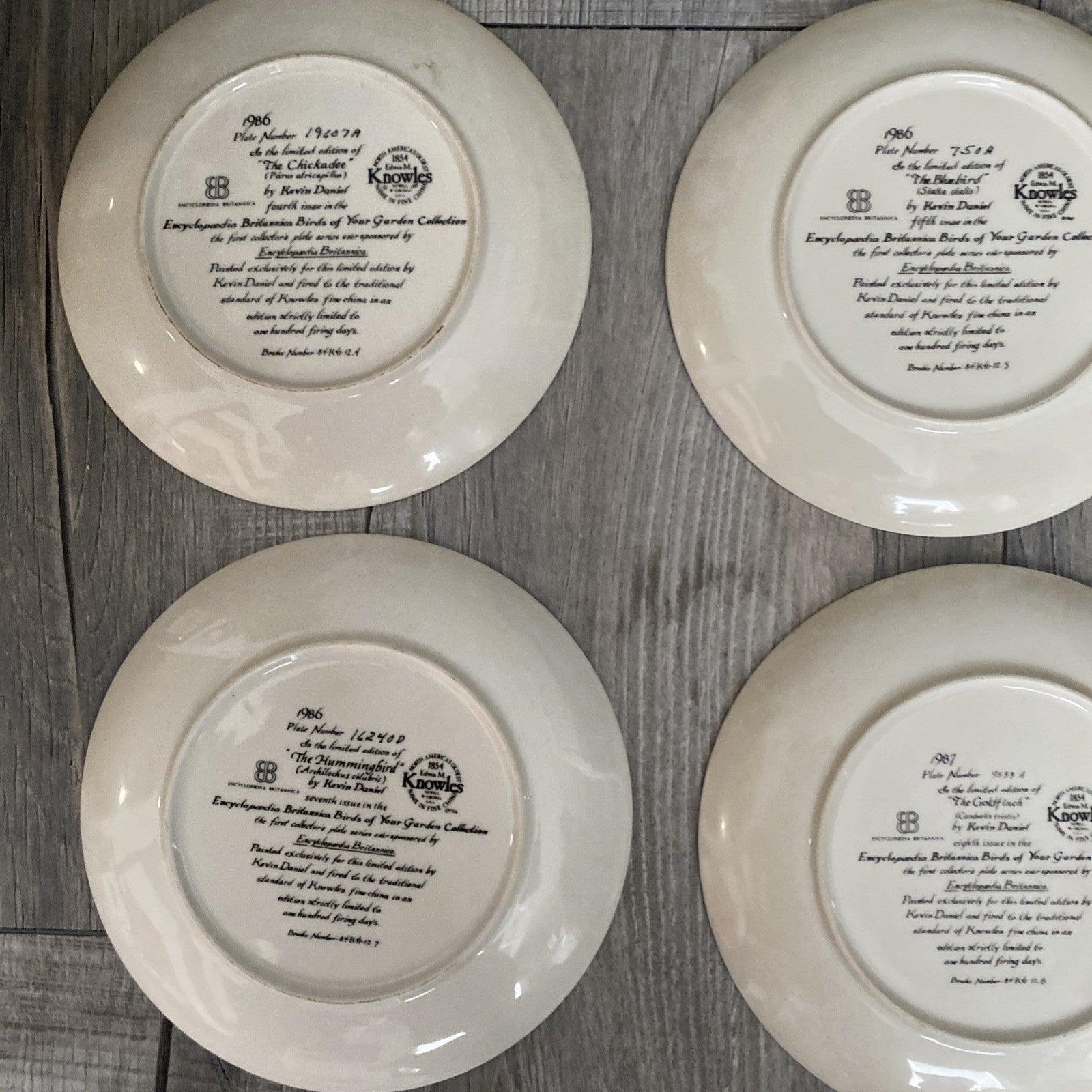 Set Of 9 Knowles Encyclopedia Britannica Birds Of Your Garden Collection Plates