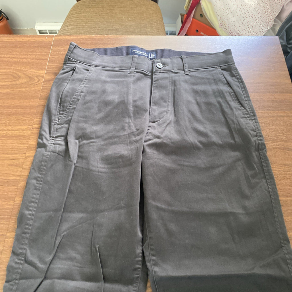 Abercrombie & Fitch Men's Pants Sz 32x31 Stretch 90's Straight Black Chino