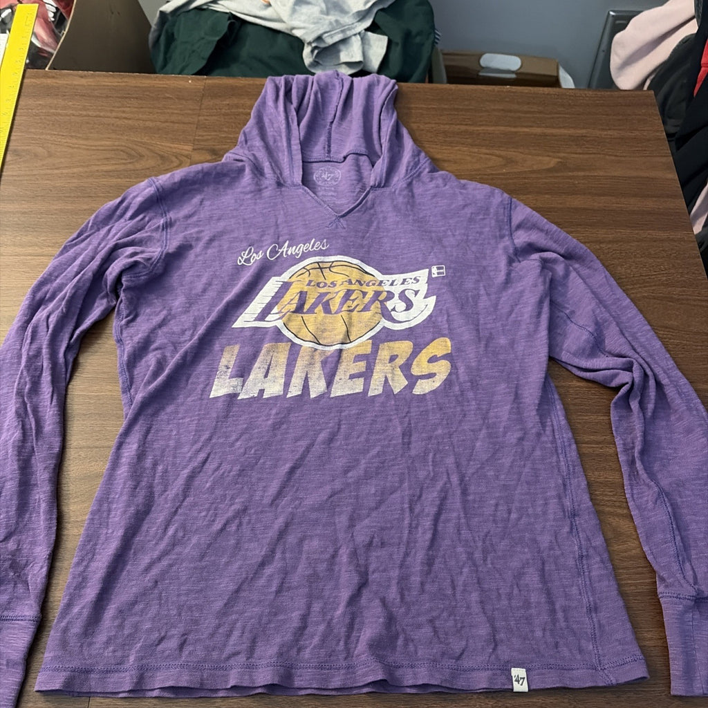 47 Brand Women’s Large Los Angeles Lakers Hoodie T-Shirt Longsleeve
