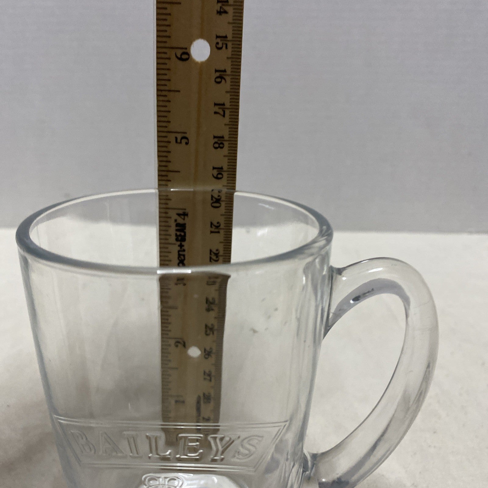 Bailey's Irish Cream Clear Glass Mug 10 Oz Embossed Lettering