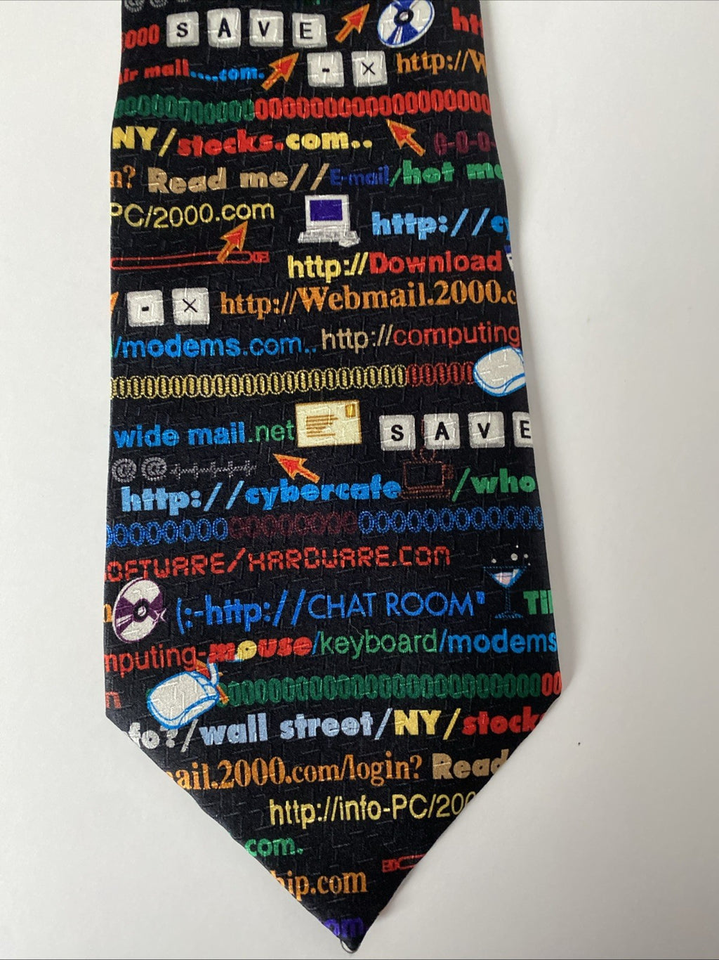 Men's Necktie Y2K Internet Cyber Style Tie Black  57" x 4"