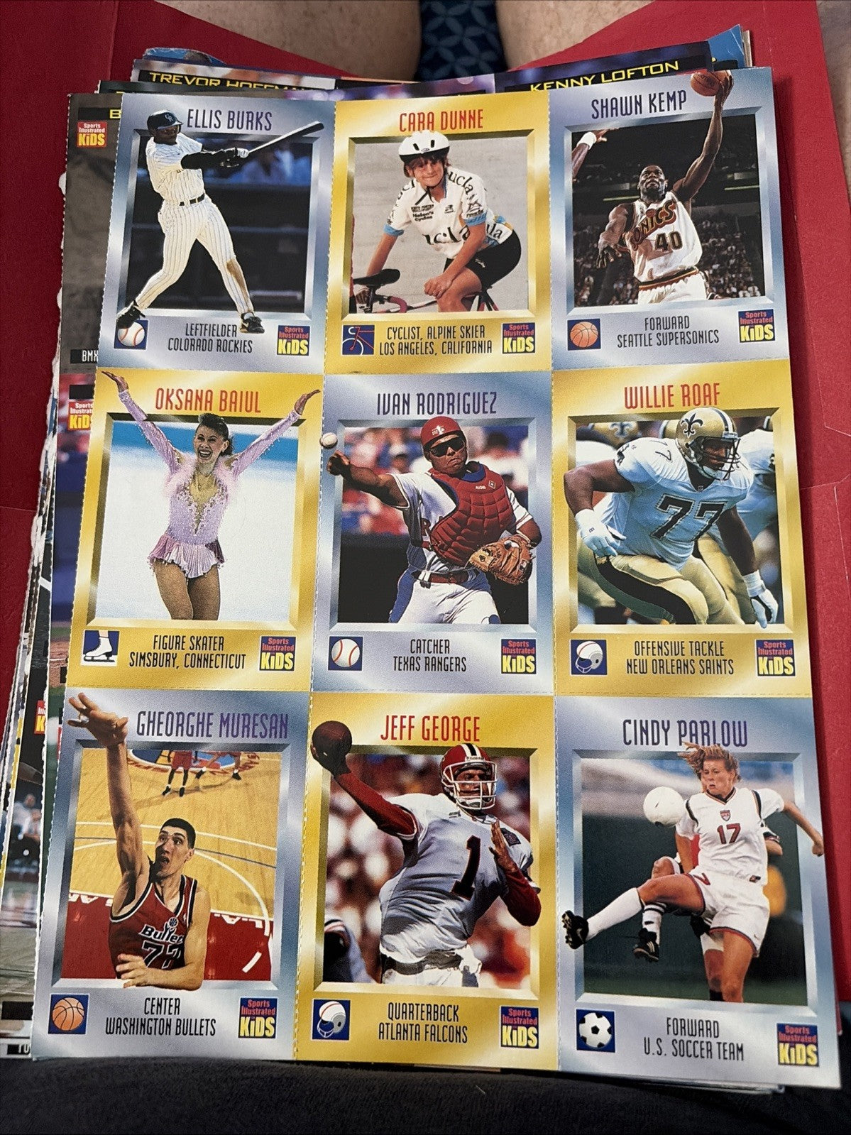 Sports illustrated for Kids October 1996 Uncut Card Sheet  OKSANA BAIUL RC, Kemp