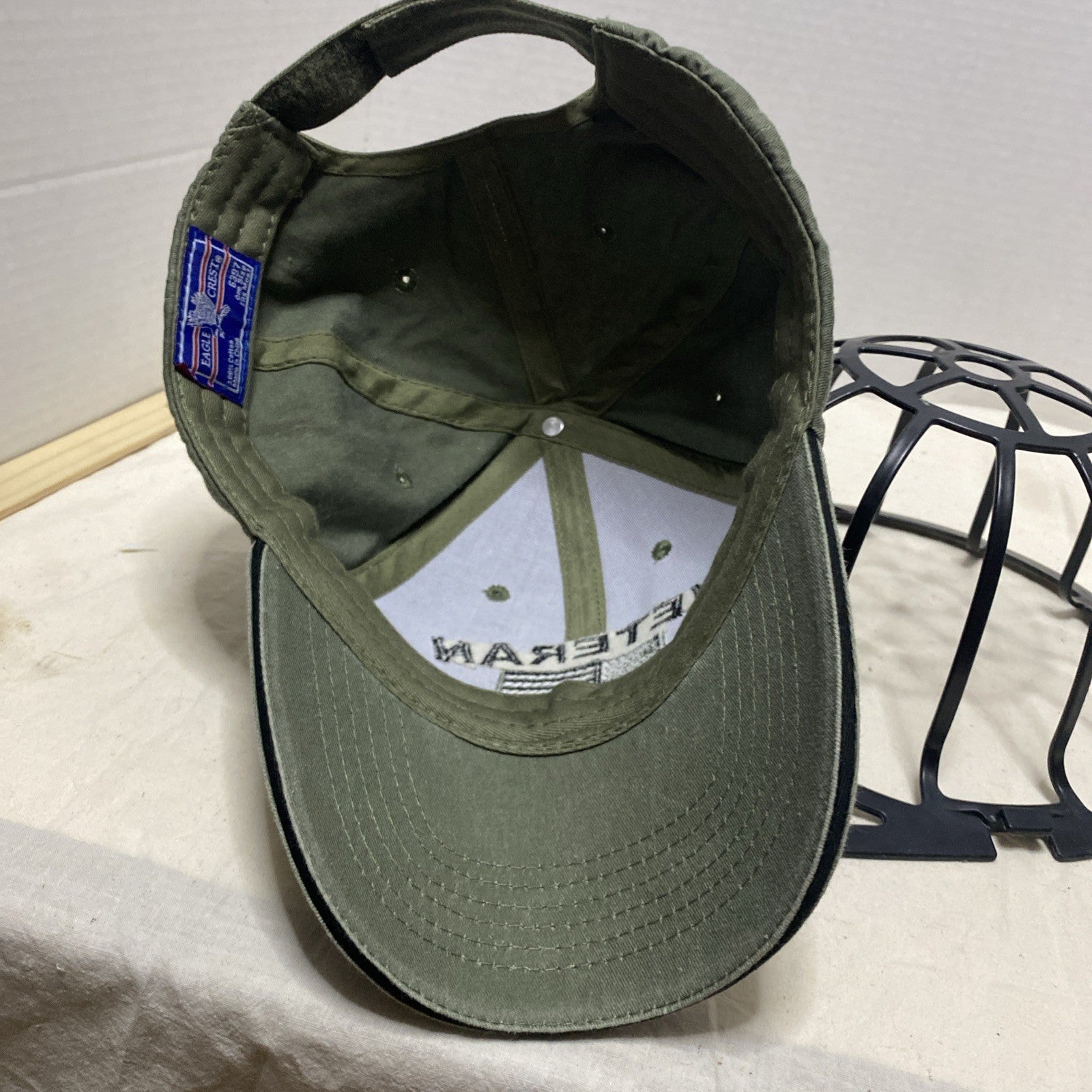 Military Veteran Vet Hat Cap Strap Back Green American Flag Army Mens