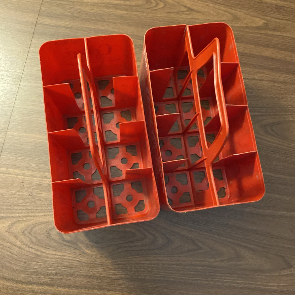 2 Vintage Coca-Cola 8 Pack Bottles One Pint Red Plastic Coke Carrier Caddy