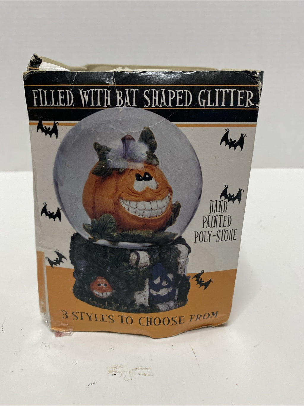 Halloween Snow Globe PUMPKIN BATS Home Holiday Decor