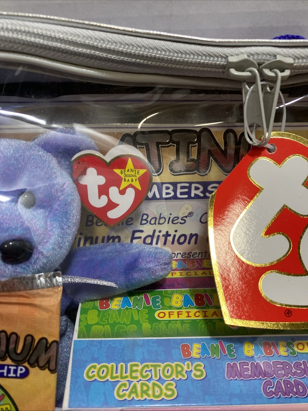 ty Beanie Babies Original Membership Club Platinum Kit Bag 1999 Vintage Sealed
