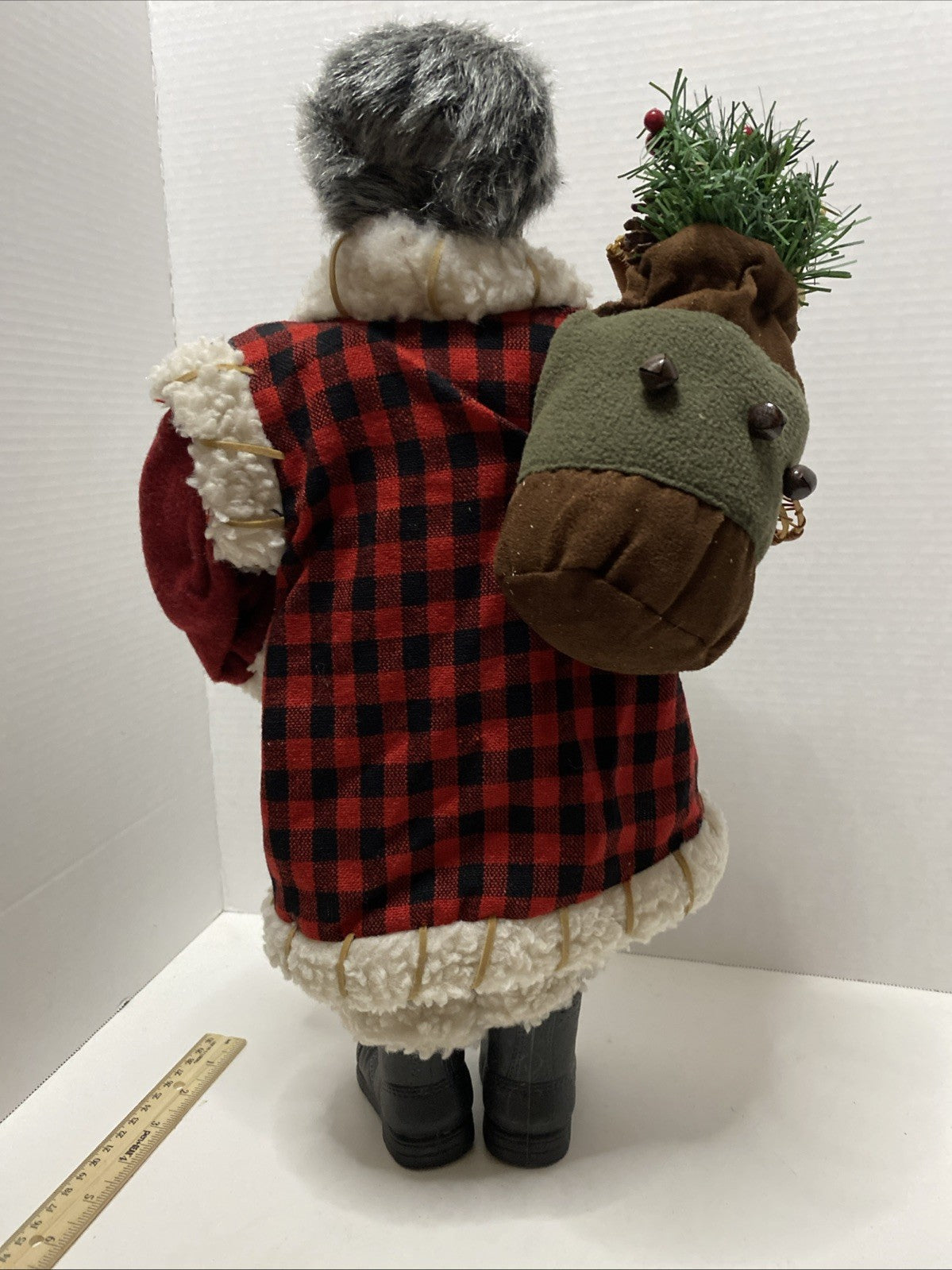 Vintage Old World Santa 19inch W/ Presents and Lantern Woodsy Christmas