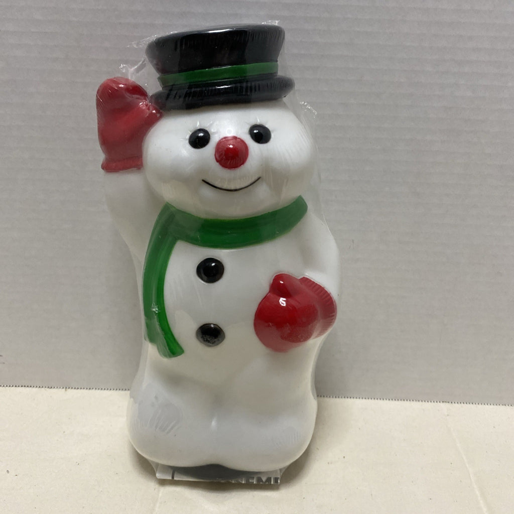 NEW 9" Christmas Waving Scarf & Hat Snowman Lighted Lamp Blow Mold General Foam