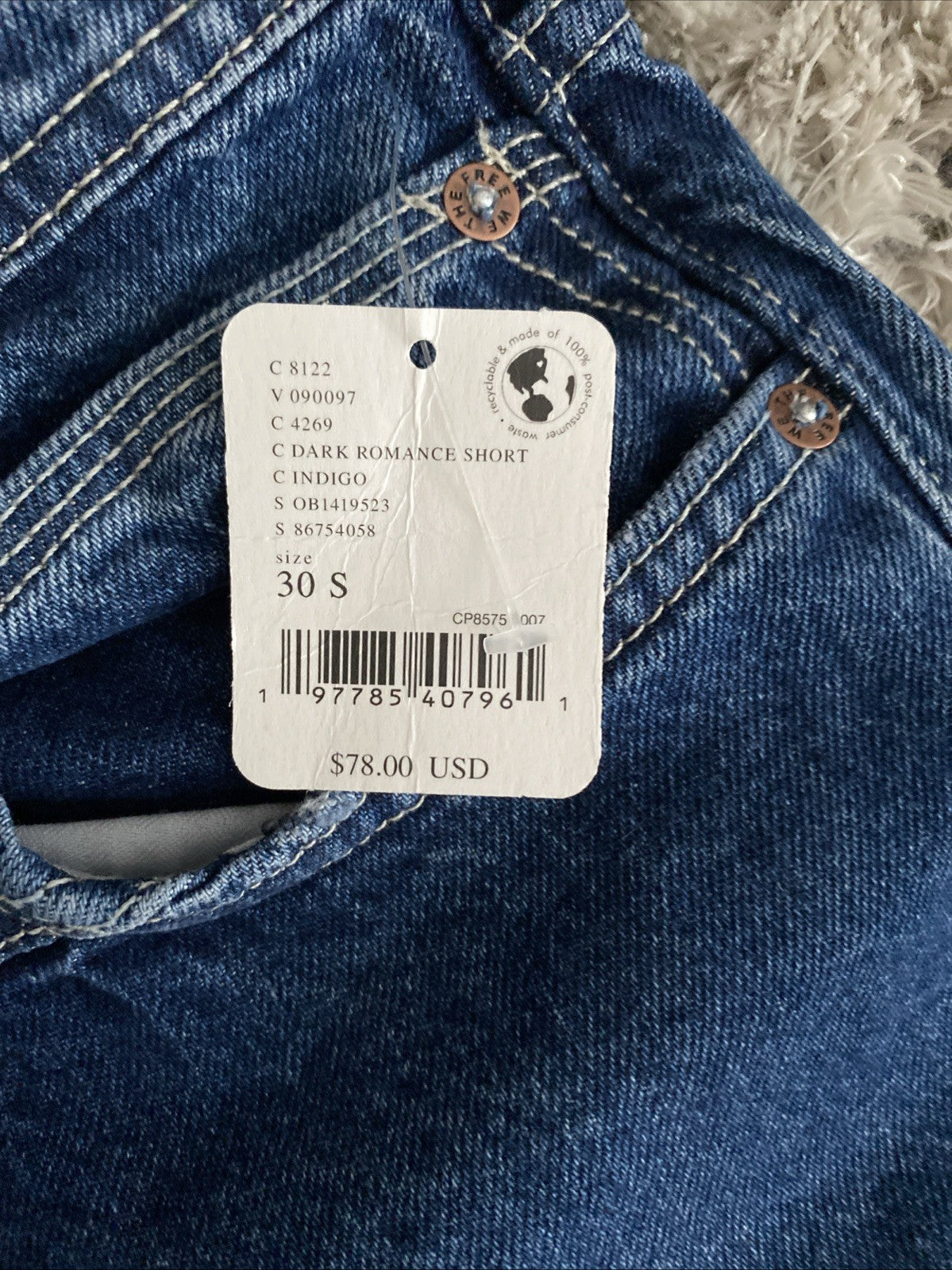 We The Free Jeans Womens 30 Blue Denim Button Fly Shelby Low Rise Boyfriend Jean