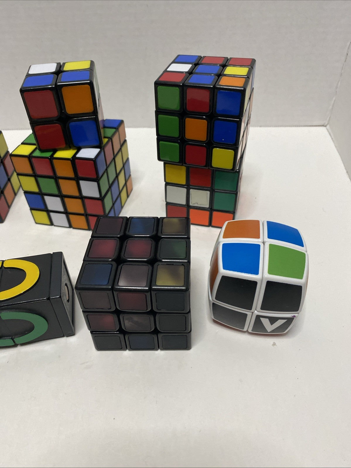 Lot of 10 Rubik’s Cubes & Puzzles – Mixed Sizes – Vintage & Modern Puzzle Cubes