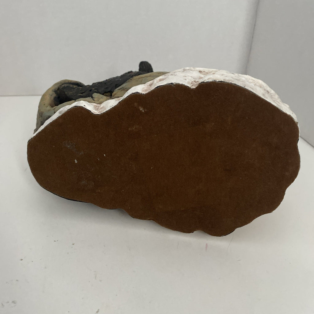 Stone Bunny Inc Bear Sleigh Ridd 9.75" Statue Christmas Fish 2002 Telle M Stein