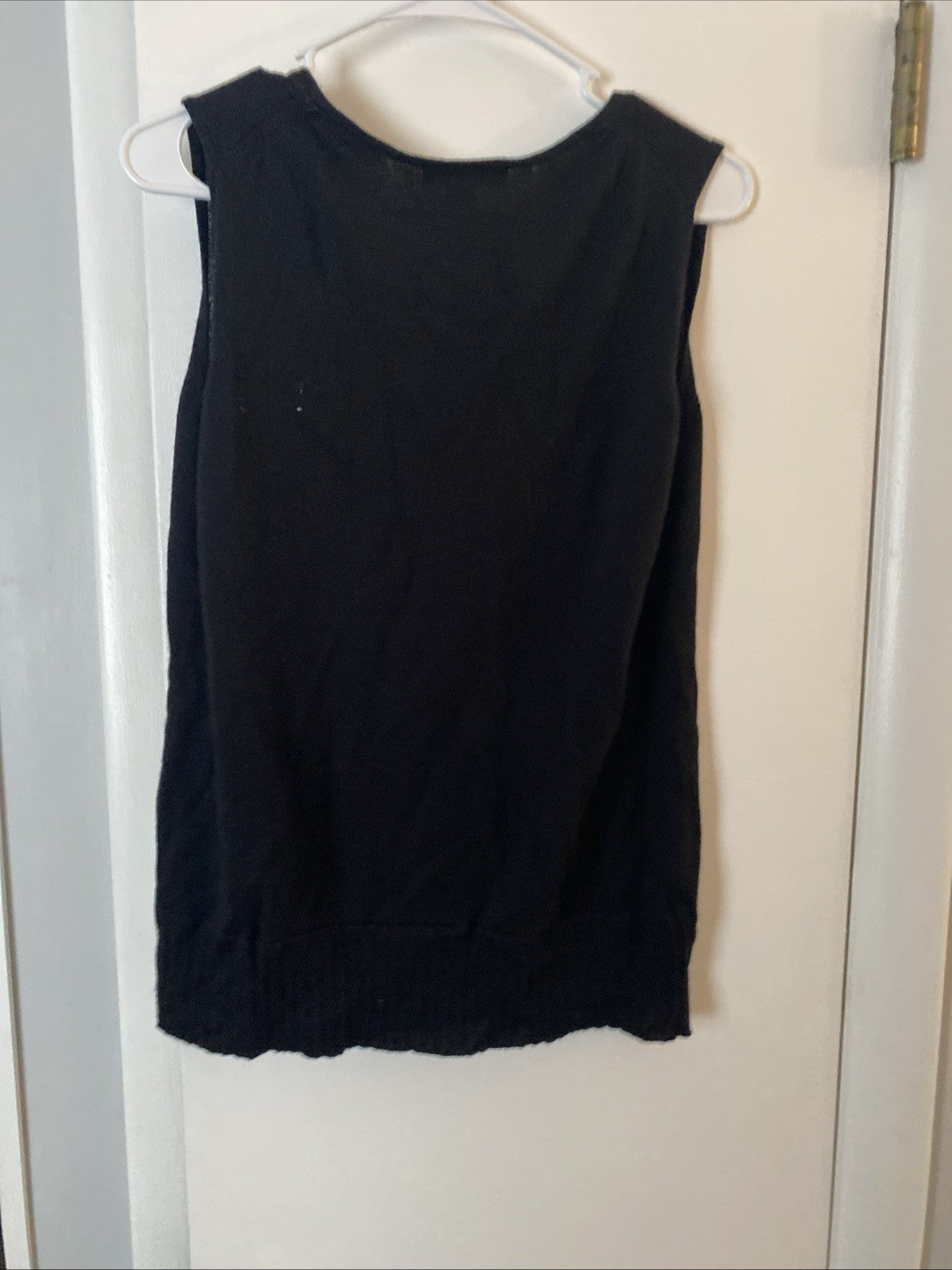 Coldwater Creek Size L Black 100% Cotton Scoop Neck Shell Vest Sweater Top
