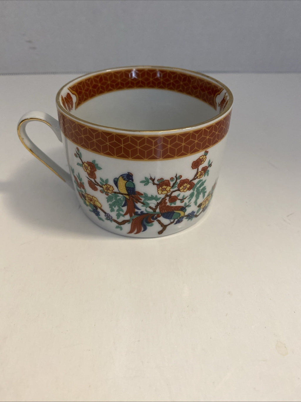 Liling Fine China Imperial Garden Coffee Cup Asian Bird Multicolor flower design