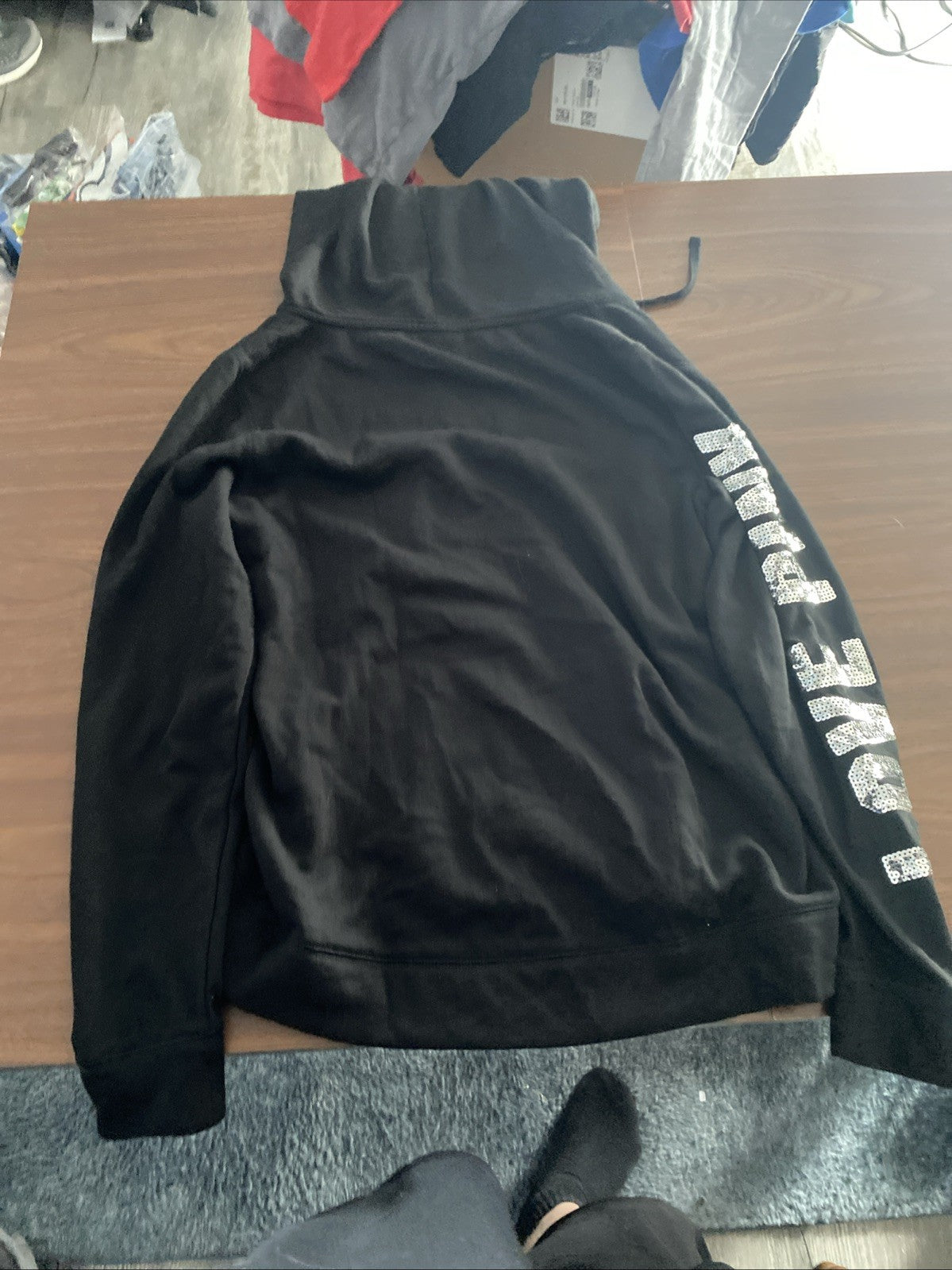 Pink Victoria’s Secret love pink NYC black women’s small hoodie zip up