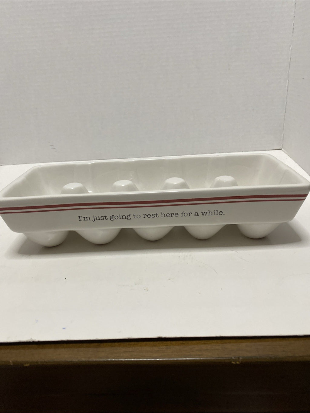 White Ceramic Egg Carton; Country Farmhouse Kitchen Decor Rustic Holds 10 Eggs