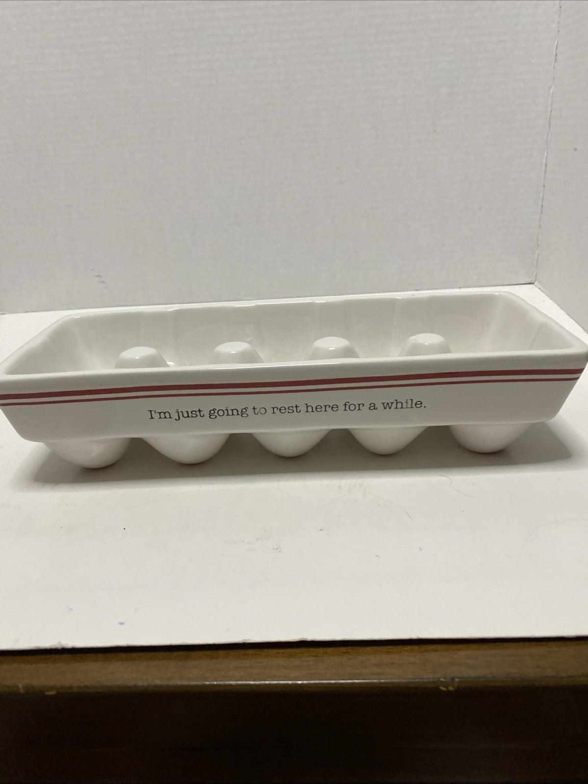 White Ceramic Egg Carton; Country Farmhouse Kitchen Decor Rustic Holds 10 Eggs