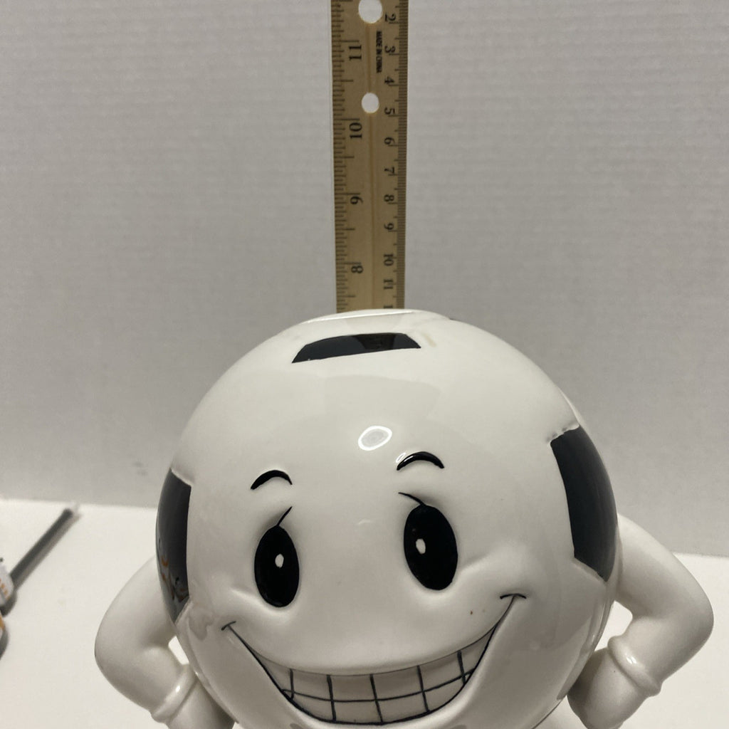 Russ Berrie Ceramic Soccer Ball Character Money Bank - 2019 - 8” - Hard To Find