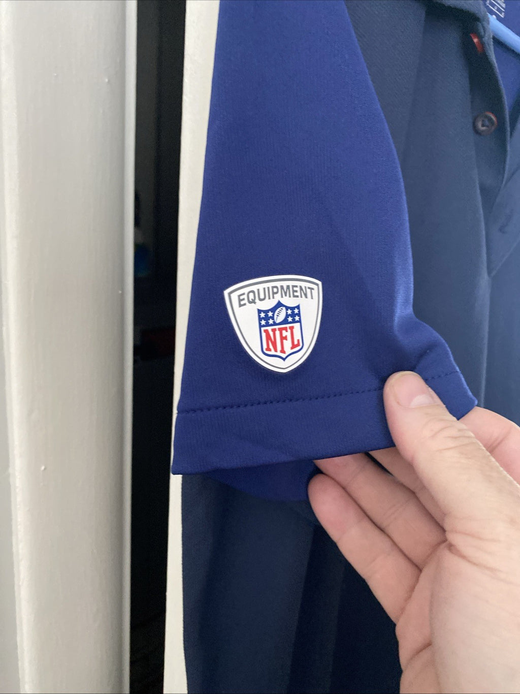 NIKE NFL New England Patriots Dri Fit Team Issue Training Equipment Blue Polo M