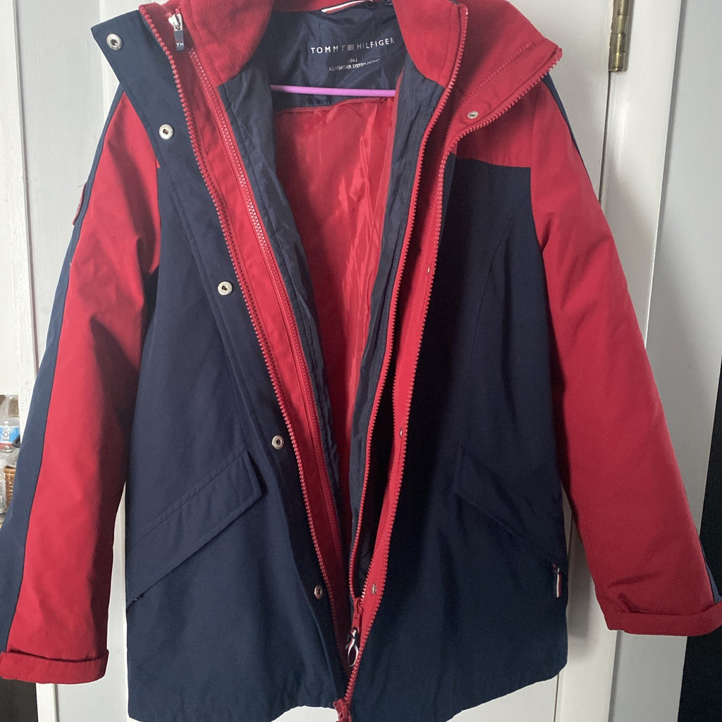 TOMMY HILFIGER Women's 3in1 All Weather System Jacket Navy/Red size Medium