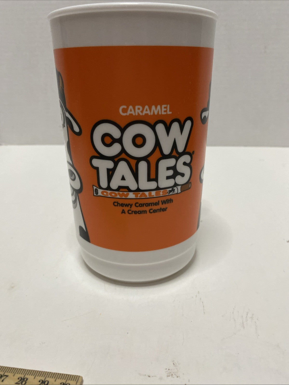 Vintage Cow Tails Candy Orange Plastic Mug