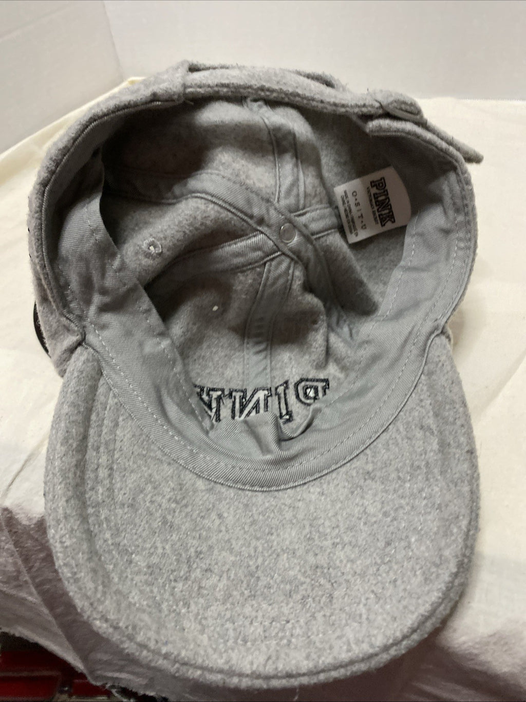 Women's Victoria's Secret PINK Baseball Strapback One Size Hat Gray Wool Blend
