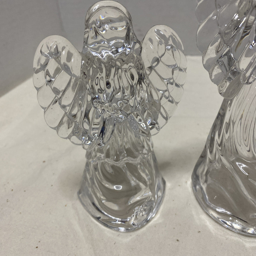 Princess House Nativity Set Lead Crystal Lot 3 Vintage Glass Standing Angel Pray
