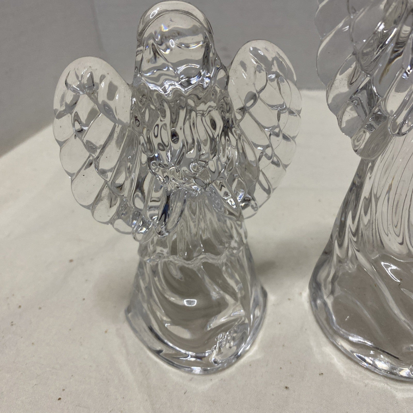 Princess House Nativity Set Lead Crystal Lot 3 Vintage Glass Standing Angel Pray