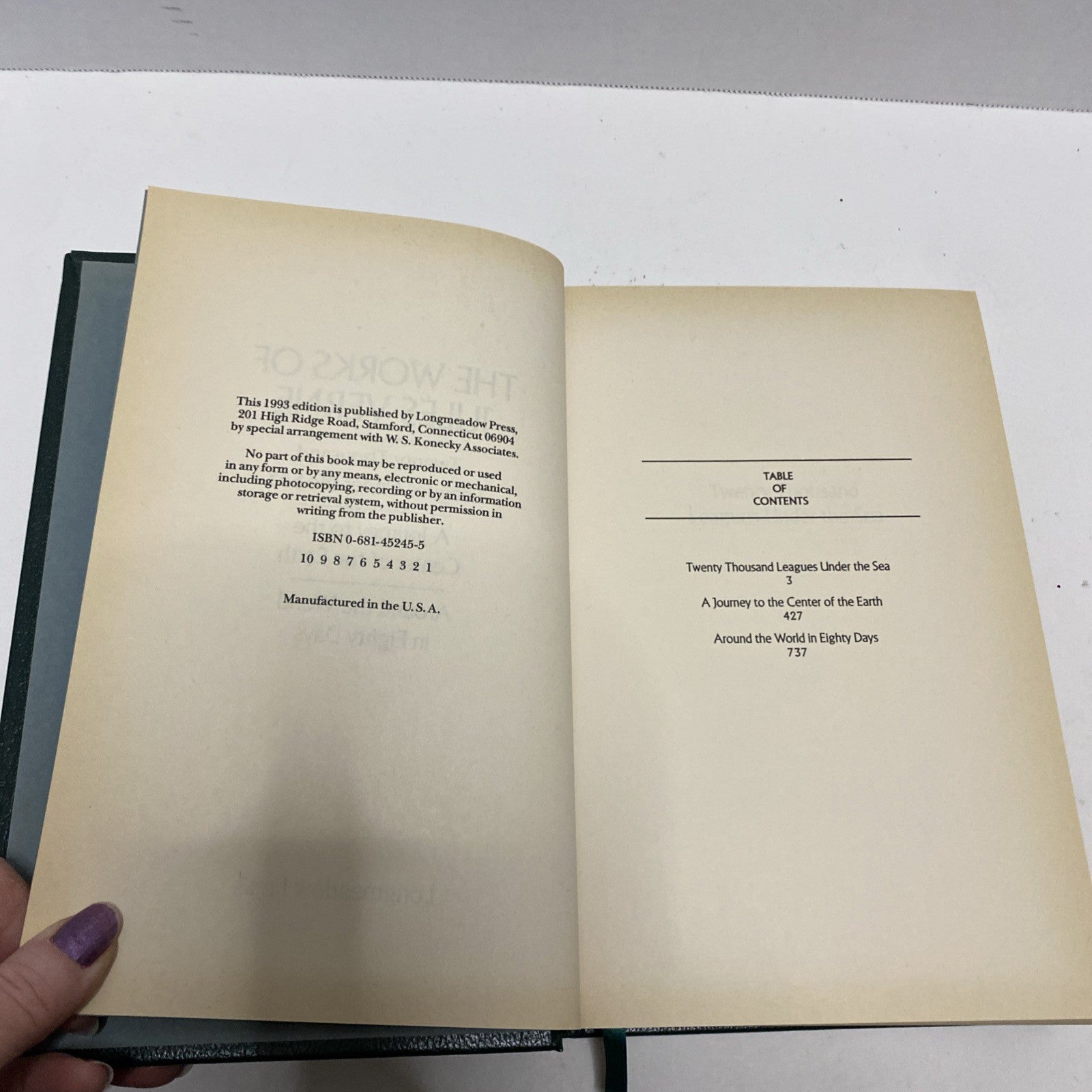 The Works Of Jules Verne Longmeadow Press Leatherette HC 1993 20,000 Leagues