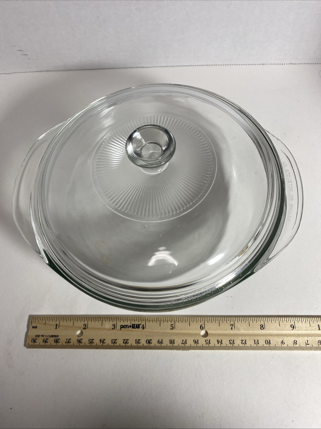 VTG Pyrex Corning Clear Glass 1.5 L 023 Round Casserole Baking Dish & Lid 623C