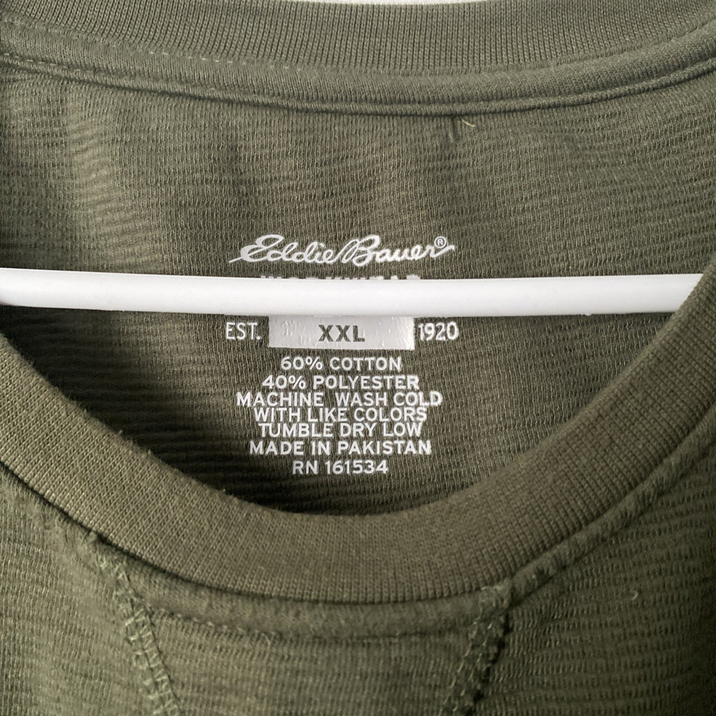 Eddie Bauer workwear double XL green pullover long sleeve. E-005