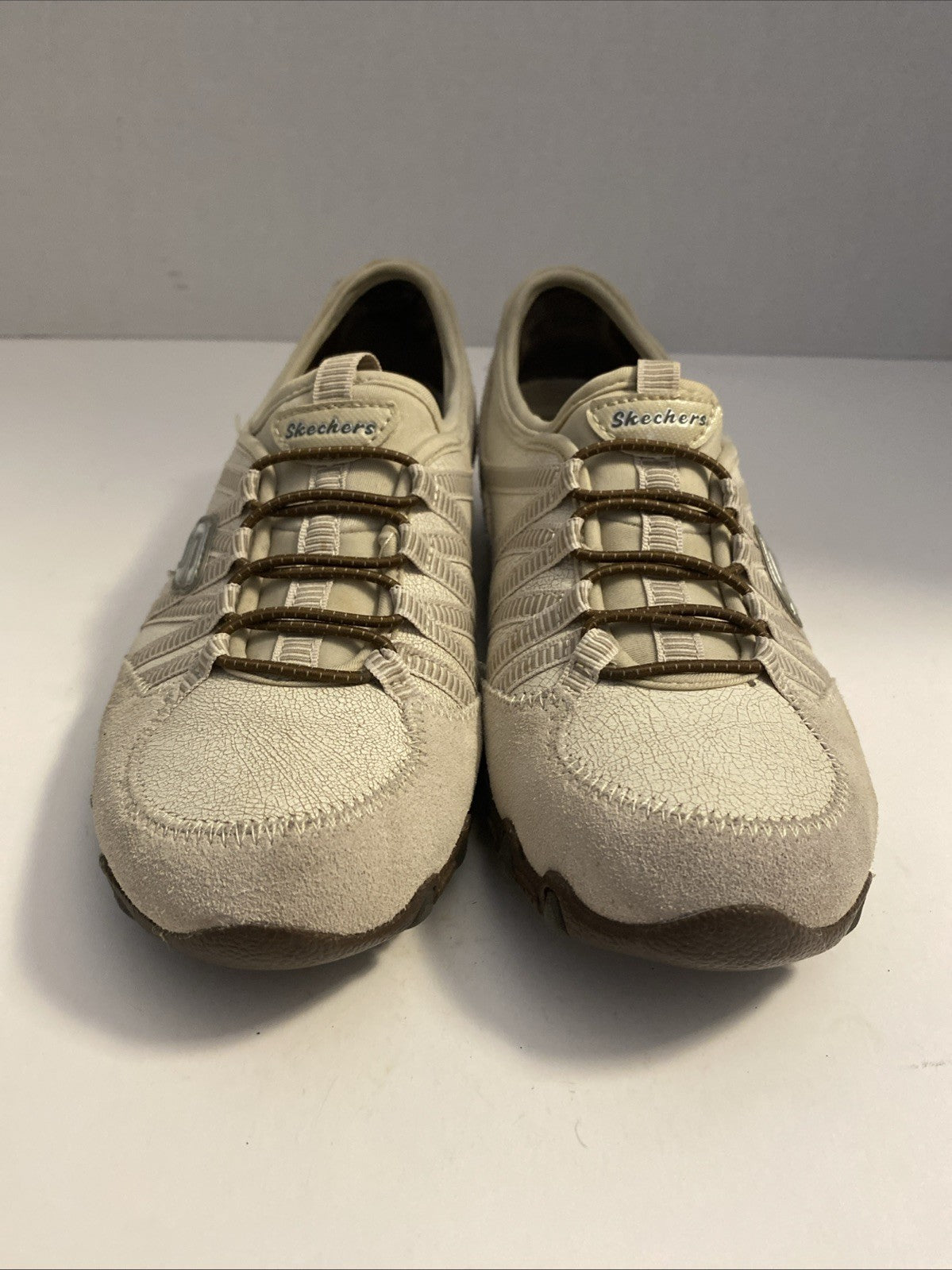 Skechers Women 6.5 Tan SN 21140 Slip On Flex Stretch Athletic Sneaker