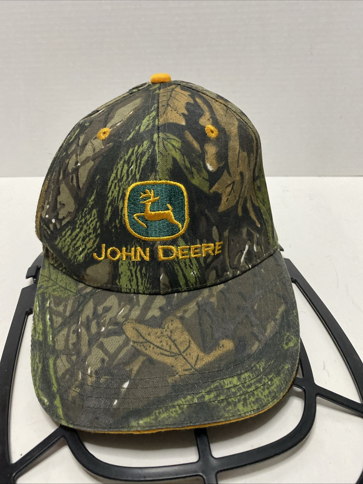 Vintage John Deere Hat Cap Strapback Camo Embroidered Wool Blend 90s Y2K