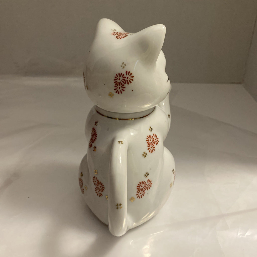  Lucky Cat Teapot or Creamer Hand Painted Ceramic Chinese VTG