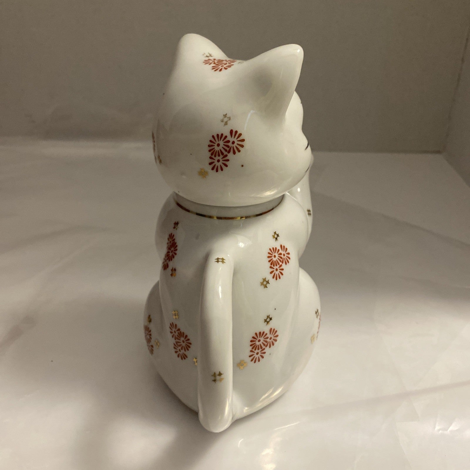  Lucky Cat Teapot or Creamer Hand Painted Ceramic Chinese VTG