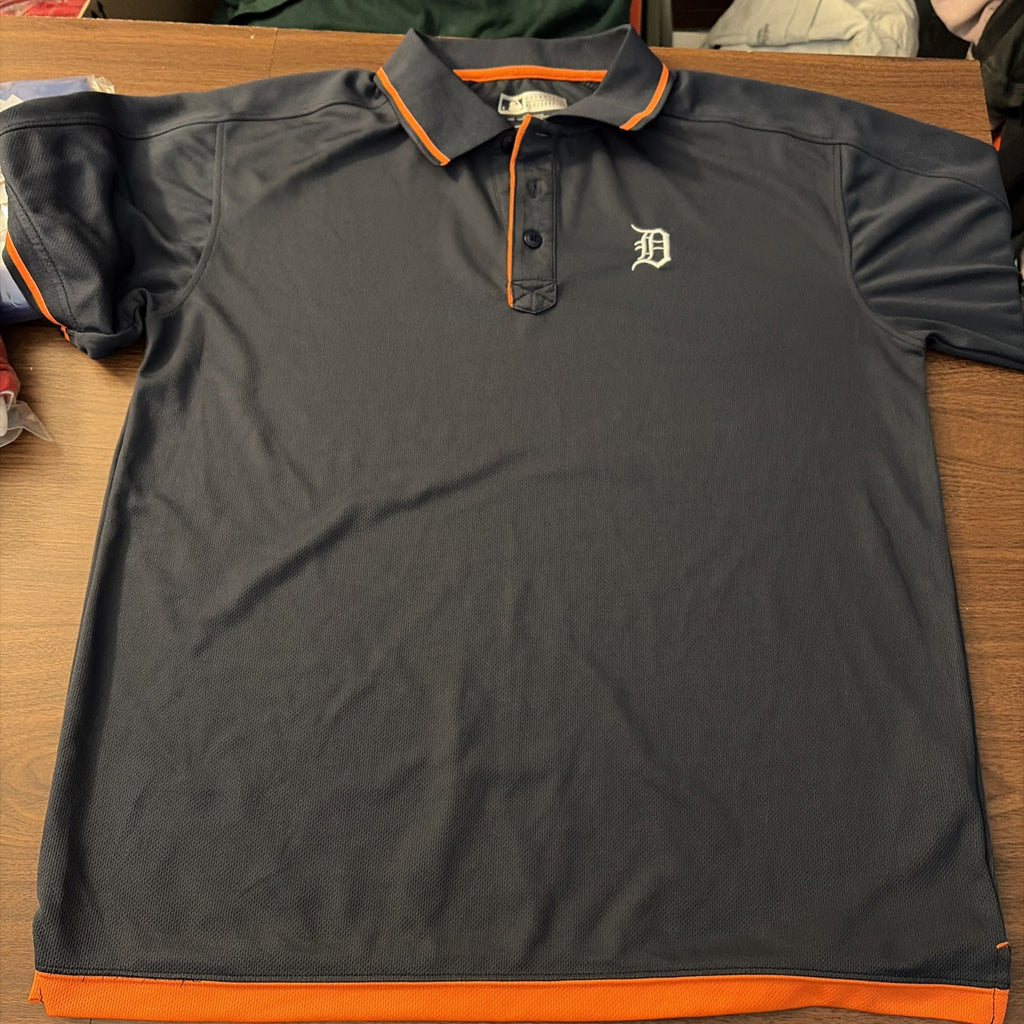 Genuine Merchandise Mlb Men’s Large Detroit Tiger Polo Short Sleeve Blue