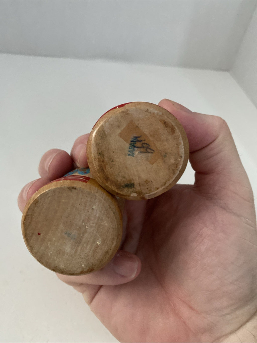 Vintage Humpty Dumpty Wood Wooden Souvenir Salt and Pepper Shakers 