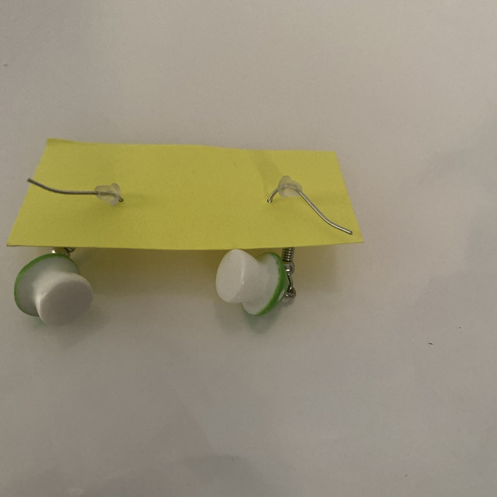Handmade Mushroom Earrings New Nickel-free Green White Fungi