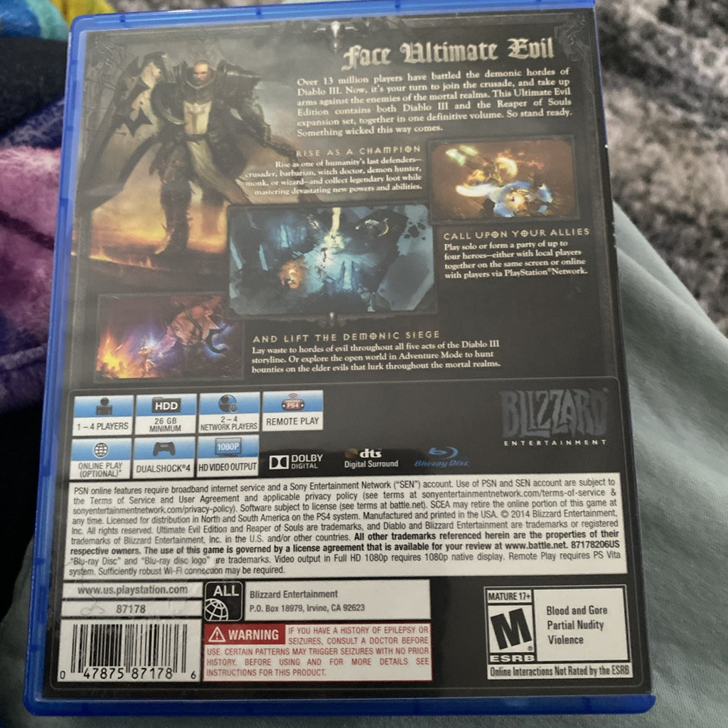 Diablo III: Ultimate Evil Edition (PlayStation 4, 2014) Complete Tested Working 